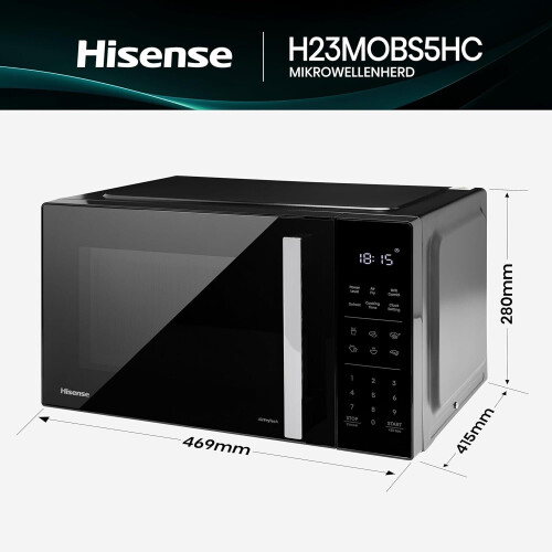Hisense H23mobs5hc - Combimagnetron - 23 Liter - Hete Lucht Functie - Zwart | Nieuw (outlet)