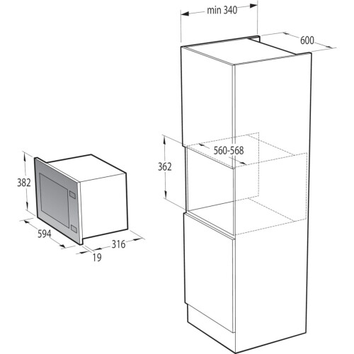 Hisense Hb20mobx5 - Inbouw Magnetron - 20 Liter - Zwart | Nieuw (outlet)