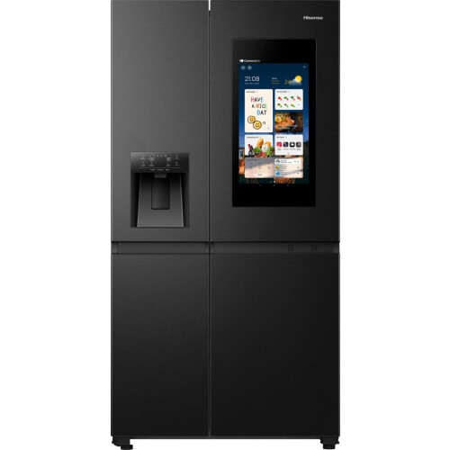 Hisense RS9P628PGFE - Amerikaanse koelkast - 614 liter - 21 inch smart display - Zwart