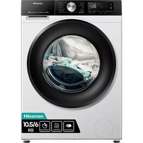 Hisense Wd3s1043bw3 - Was-droogcombinatie - 10 Kg Wassen - 6 Kg Drogen - 1400 Tpm - Stoomfunctie - Energieklasse D | Nieuw (outlet) Tweedehands