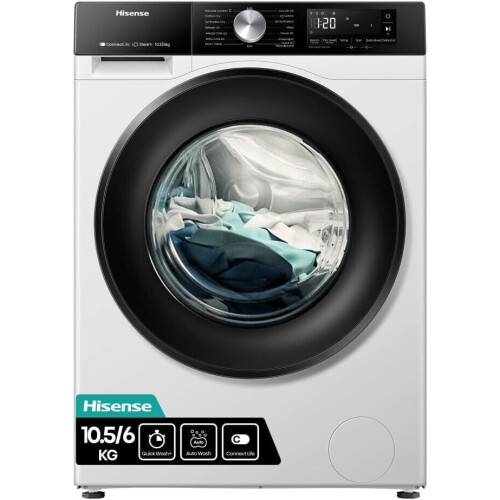 Hisense Wd3s1043bw3 - Was-droogcombinatie - 10.5 Kg Wassen - 6 Kg Drogen - 1400 Tpm - Energieklasse A/d | Nieuw (outlet)