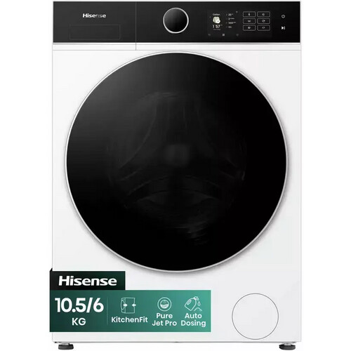 Hisense Wd5i1045bwq – Was-droogcombinatie – 10.5 Kg Wassen – 6 Kg Drogen – 1400 Tpm – Inverter – Autodose – Steam – Wifi | Nieuw (outlet) Tweedehands