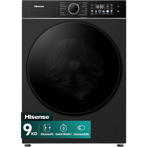 Hisense Wf3i9043bbfs2 - Wasmachine - 9 Kg - 1300 Tpm - Energieklasse A - Zwart | Nieuw (outlet)