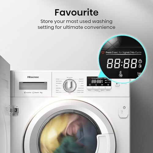 Hisense Wf3m841bwi - Inbouw Wasmachine - 8 Kg - 1400 Tpm - Stoomfunctie - Energieklasse A | Nieuw (outlet)