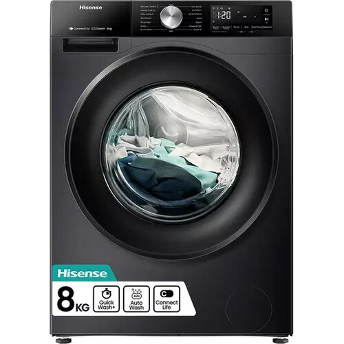 Hisense Wf3s8043bb3 - Wasmachine - 8 Kg - 1400 Tpm - Energieklasse A - Zwart | Nieuw (outlet) Tweedehands