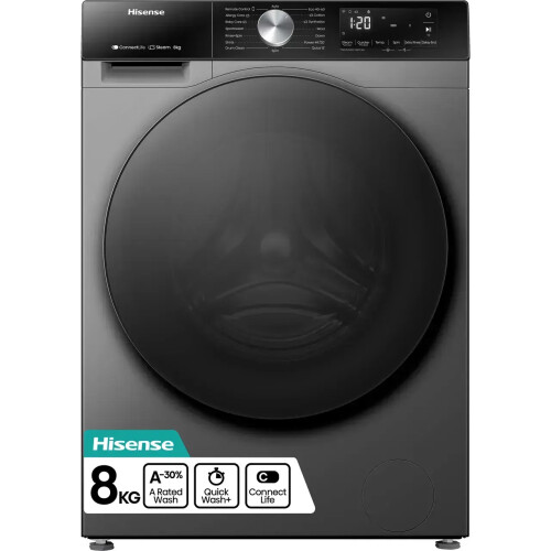 Hisense Wf3s8043bt3 Wasmachine – 8 Kg 1400 Tpm Steam Wash Auto Wash Smart Control | Nieuw (outlet)