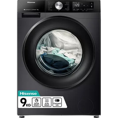Hisense Wf3s9043bb3 - Wasmachine - 9 Kg - 1400 Tpm - Stoomfunctie - Energieklasse A - Zwart | Nieuw (outlet) Tweedehands