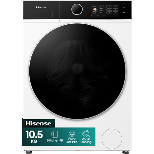 Hisense WF5I1045BWQ - Vrijstaande wasmachine - 10,5 kg - Energieklasse A - Wit