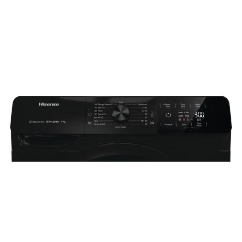 Hisense Wfge80141vmb - Wasmachine - 8 Kg - 1400 Tpm - Koolborstelloze Motor - Energieklasse B - Zwart