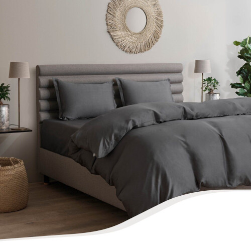 Home by TEMPUR® - Dekbedovertrek Bamboe - 240x220 cm - strijkvrij en droger geschikt - Antraciet Tweedehands