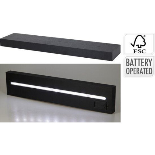 Home&Stylingcollection-wandplank-zwart-met LED-verlichting-60cm