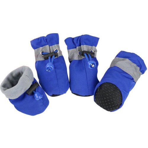 Hondenschoenen - Gripzolen - Elastische Sluiting - Spatbestendig - Blauw - M - (4 st.)
