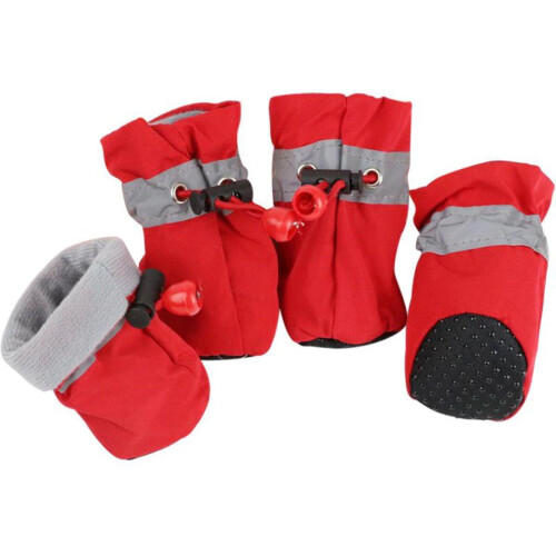 Hondenschoenen - Gripzolen - Elastische Sluiting - Spatbestendig - Rood - Maat S (4 st.) Tweedehands