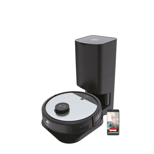 Hoover HG5 robotstofzuiger met afzuigstation en app-besturing met kaart en tijdschema, robotstofzuiger met lasernavi, hindernissensor, zelflediging, robotstofzuiger met laadstation [HG550DP]
