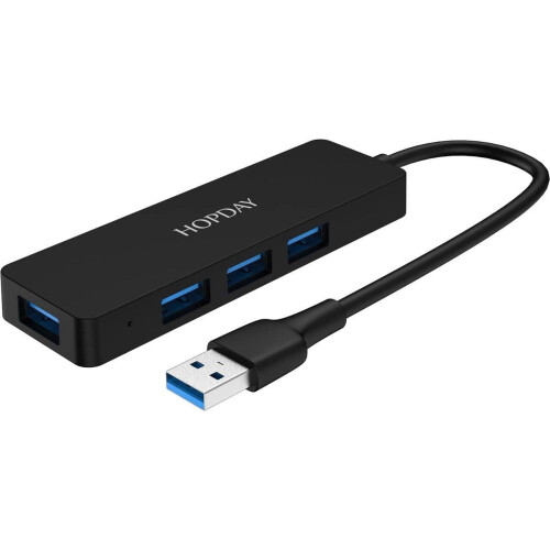 HOPDAY Ultra Slim USB 3.0 Hub - 4 Poorten - 5 Gbps - Zwart Tweedehands