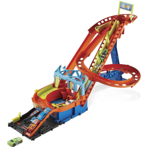 Hot Wheels - City Racebaan Roller Coaster Rally - 5 auto's 1:64 - Multikleur