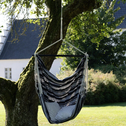 House Nordic Lamia - Hangmatstoel - Polyester/Katoen - Zwart/Grijs/Wit Tweedehands