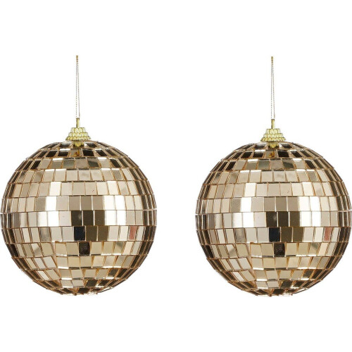 House of Seasons Ornament - Spiegelbal champagne 10 cm - Set van 2 (2 stuks)