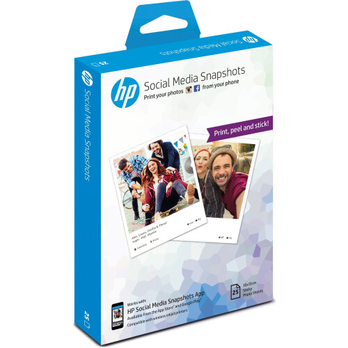 HP Social Media Snapshots - Removable Sticky Photo Paper - 10 x 13 cm - 25 sht (25 stuks)
