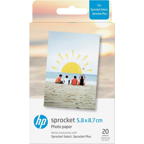 HP Sprocket PLUS - Zelfklevend fotopapier 58x87mm - Glans - Wit (20 stuks)
