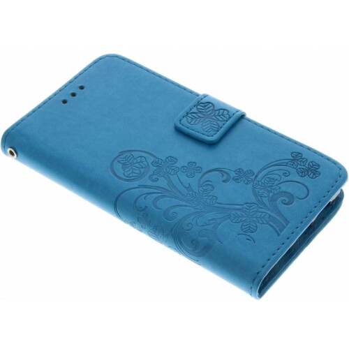 Huawei P8 Lite - Bookcase Hoesje met Pasjeshouder - Klavertje Bloemen - Turquoise