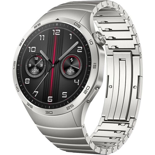 Huawei Watch GT 4 46 mm zilver met leren bandje bruin