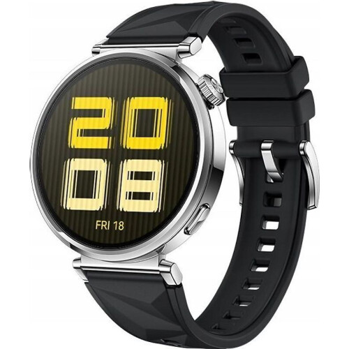 Huawei Watch GT 5 41 mm roestvrij stalen kast zilver met fluorelastomeer bandje zwart Tweedehands