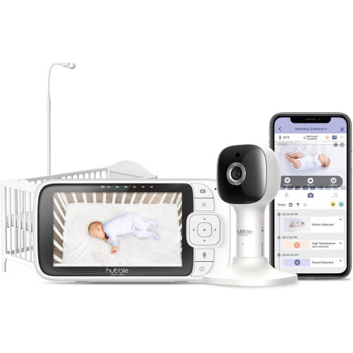 Hubble Connected Nursery Pal SkyView - Babymonitor met camera 5 inch - Nachtzicht 2-weg audio 7 kleuren nachtlampje