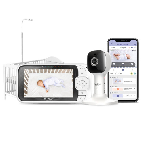 Hubble Connected Nursery Pal SkyView - Babymonitor met camera - 5 inch scherm 2-weg audio nachtzicht nachtlampje