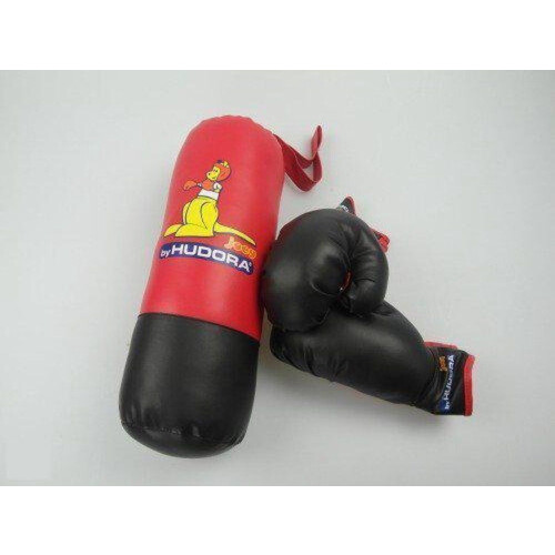 Hudora Joey - Boksset - 2 bokshandschoenen en bokszak - Zwart/Rood (6 stuks) Tweedehands