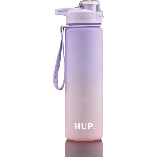 Hup Motivatie Drinkfles - Waterfles 1 Liter - Tijdmarkering en Drinktuit - Paars/Roze Tweedehands