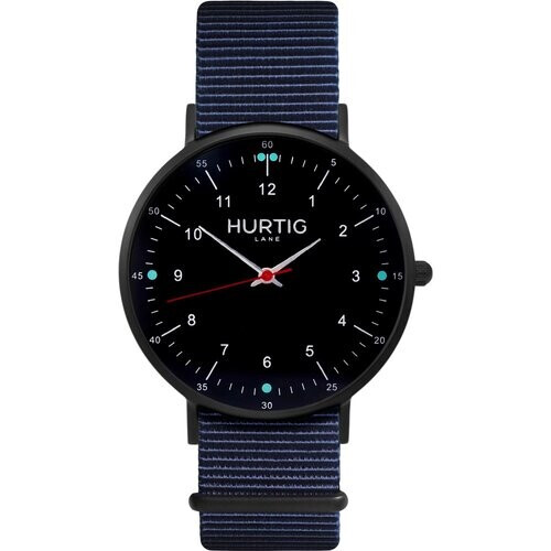 Hurtig Lane dames vegan Horloge Moderna Nato Zwart & Oceaanblauw Tweedehands