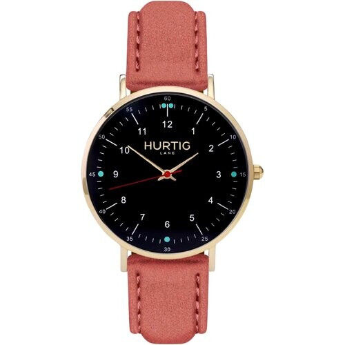 Hurtig Lane dames vegan Horloge Moderna Suède Goud Zwart & Koraal Tweedehands