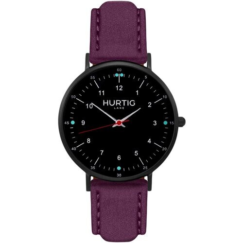 Hurtig Lane dames vegan Horloge Moderna Suède Zwart & Bessenpaars Tweedehands