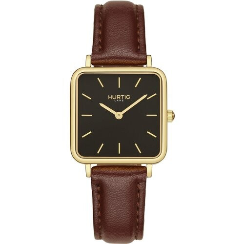 Hurtig Lane dames vegan Horloge Neliö Square Goud Zwart & Donkerbruin Tweedehands