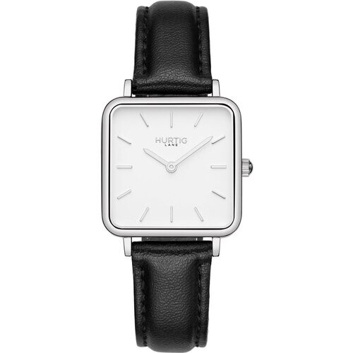 Hurtig Lane dames vegan Horloge Neliö Vierkant Cactusleer Zilver, Wit En Zwart Tweedehands