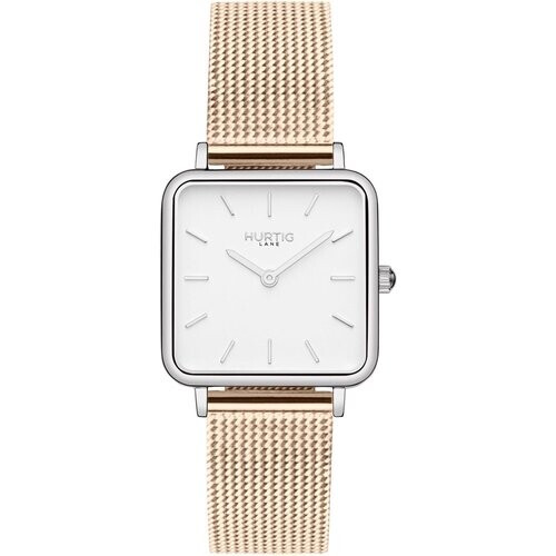 Hurtig Lane dames vegan Horloge Neliö Zilver Wit & Rosé Goud Tweedehands
