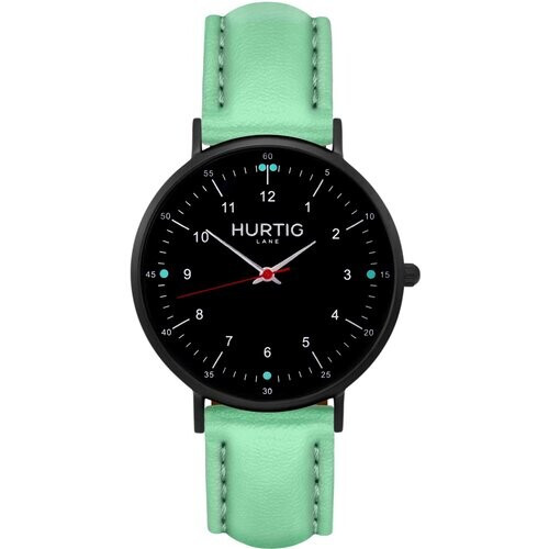 Hurtig Lane dames vegan Moderna Horloge All Black & Mint Tweedehands