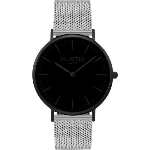 Hurtig Lane mannen vegan Horloge Lorelai Zwart & Zilver Roestvrij Staal Tweedehands