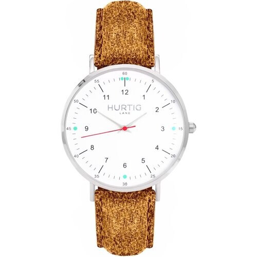 Hurtig Lane mannen vegan Horloge Moderno Tweed Zilver Wit & Karamelbruin Tweedehands