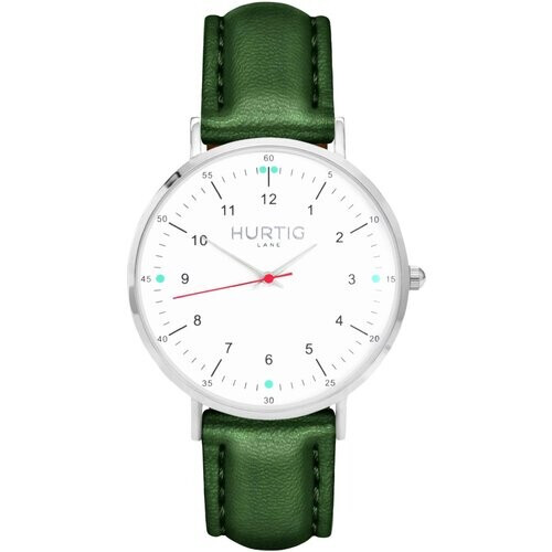 Hurtig Lane mannen vegan Horloge Moderno Zilver, Wit & Groen