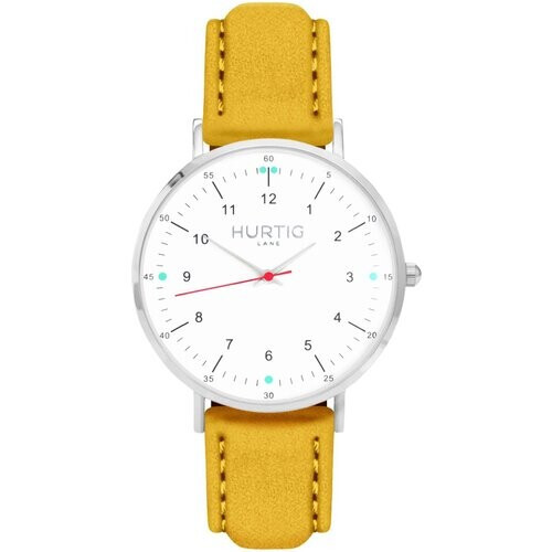 Hurtig Lane mannen vegan Horloge Moderno Zilver Wit & Mosterdgeel Tweedehands