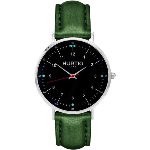 Hurtig Lane mannen vegan Horloge Moderno Zilver, Zwart & Groen