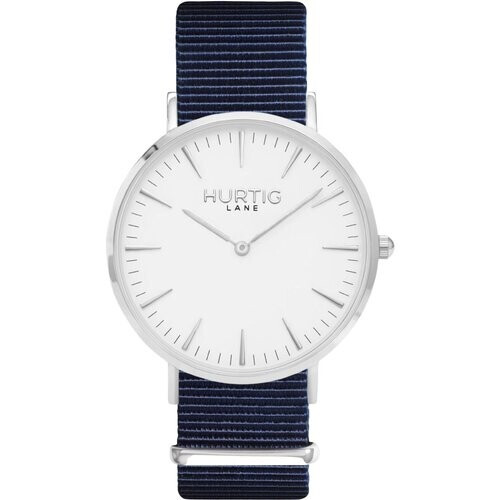 Hurtig Lane mannen vegan Horloge Montezuma Nylon Nato Zilver Wit & Oceaanblauw Tweedehands