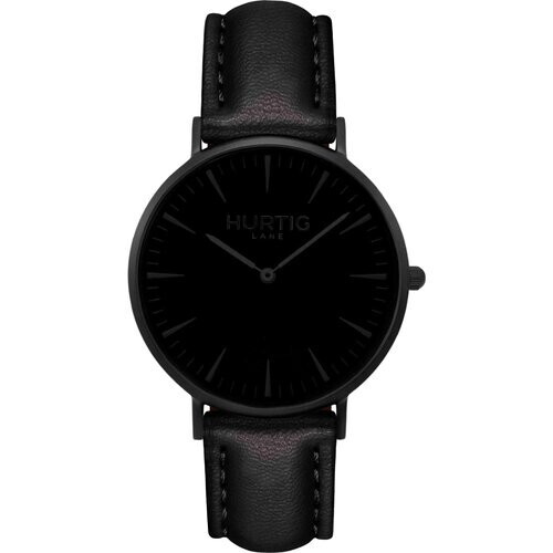 Hurtig Lane mannen vegan Horloge Mykonos Cactusleer Helemaal Zwart En Zwart