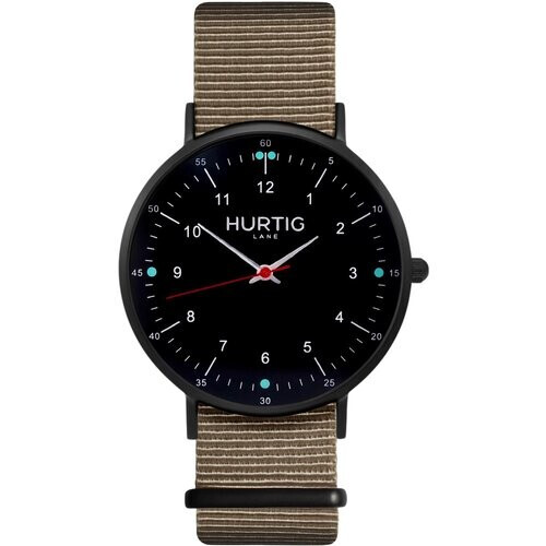 Hurtig Lane mannen vegan Moderna Nato Horloge All Black & Sand Tweedehands