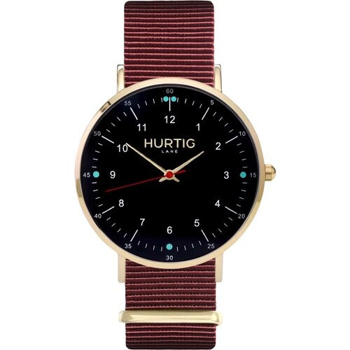 Hurtig Lane mannen vegan Moderna Nato Horloge Goud, Zwart & Donkerrood Tweedehands