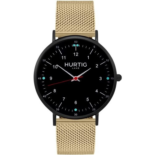 Hurtig Lane mannen vegan Moderna Stalen Horloge All Black & Goud Tweedehands