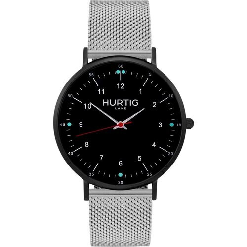 Hurtig Lane mannen vegan Moderna Stalen Horloge All Black & Zilver Tweedehands