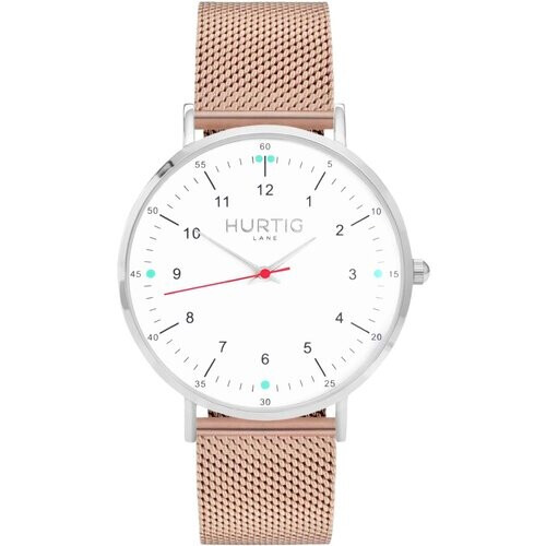 Hurtig Lane mannen vegan Moderna Stalen Horloge Zilver, Wit & Rosé Tweedehands